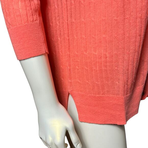 JCP Women's Coral Pink Ribbed Button Front Cardigan Sweater Cotton Blend Size M - Picture 9 of 9